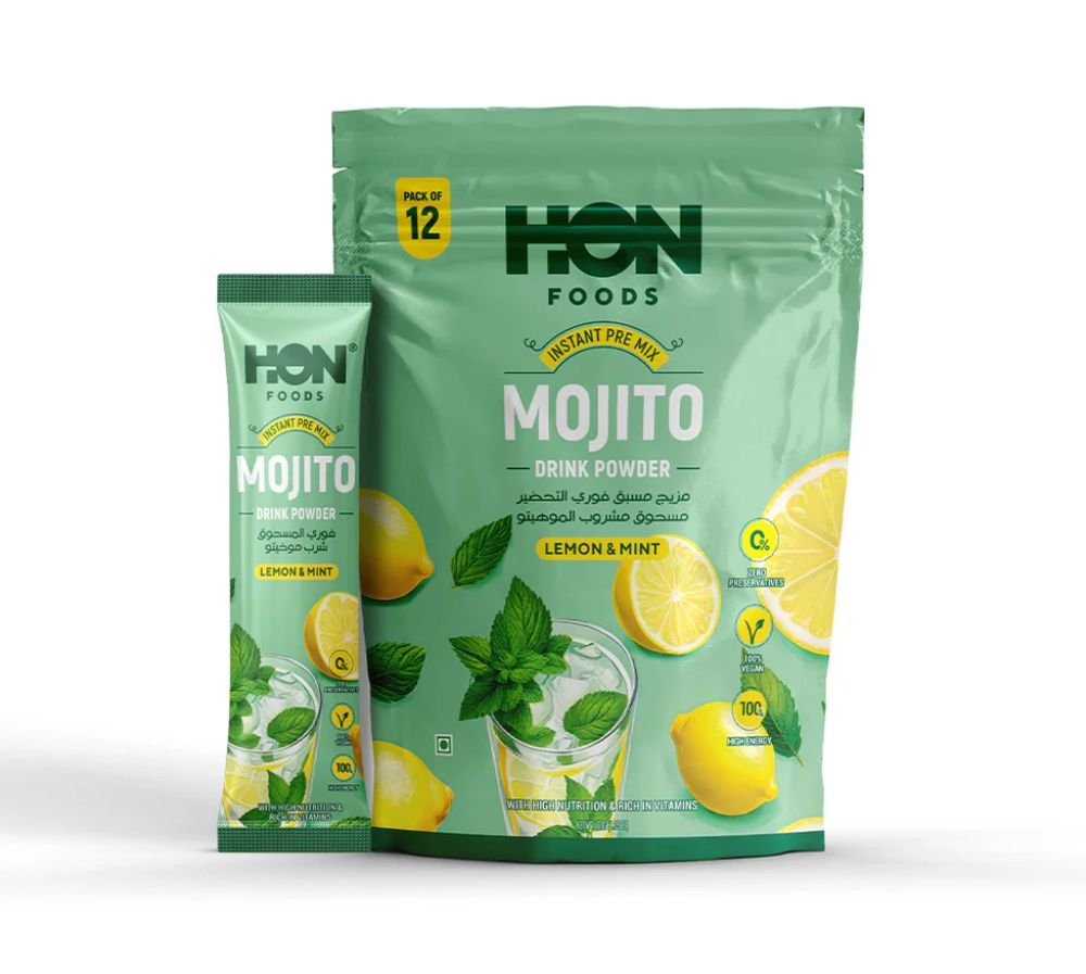 Instant Pre Mix Mojito Naturally Flavored Drink Powder - Lemon & Mint (Pack of 12 Sachet)