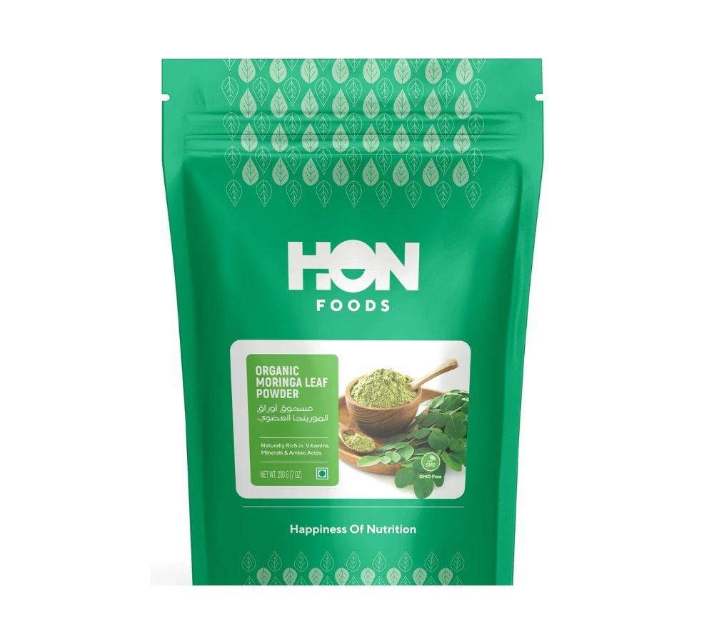 HON Foods Moringa Powder Organic - Moringa Oleifera - USDA Certified Organic Moringa Powder for Immunity, Digestion & Energy - Pack of 200 gm