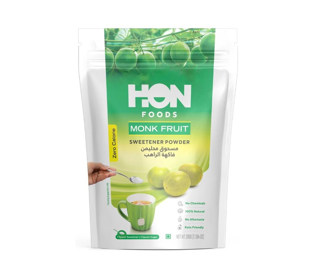 Monk Fruit Sweetener Powder with Erythritol | Monk Fruit Sugar Extract For Cooking & Baking | Natural Sugar Replacer – 200 grams