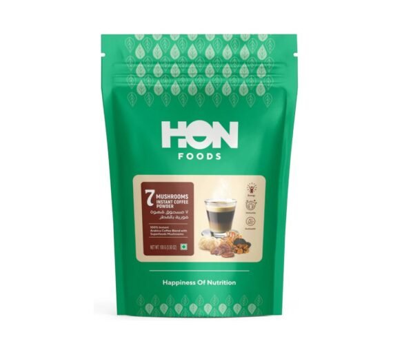 7 Mushrooms Instant Coffee Powder | Made With Chaga Mushroom Extract | Caffeine Free | Pack of 100 gm