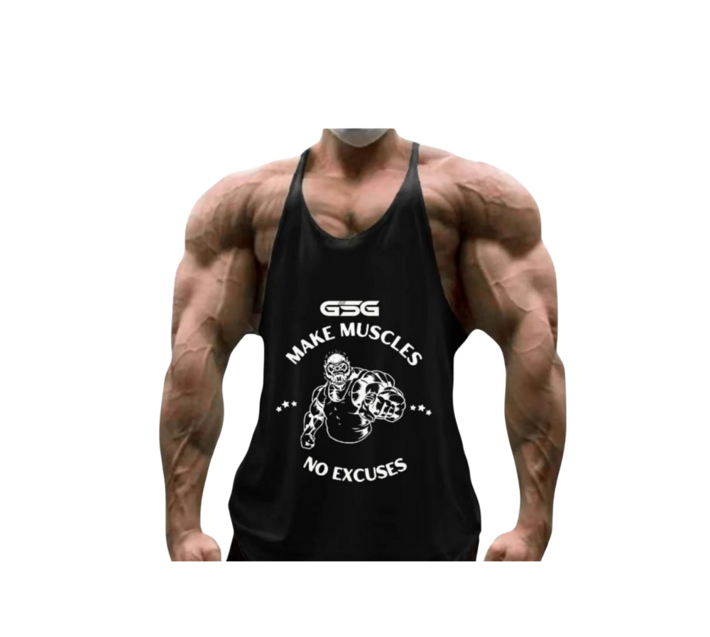 Stringer Gym Singlets Black – Muscle Fit, Breathable & Stylish