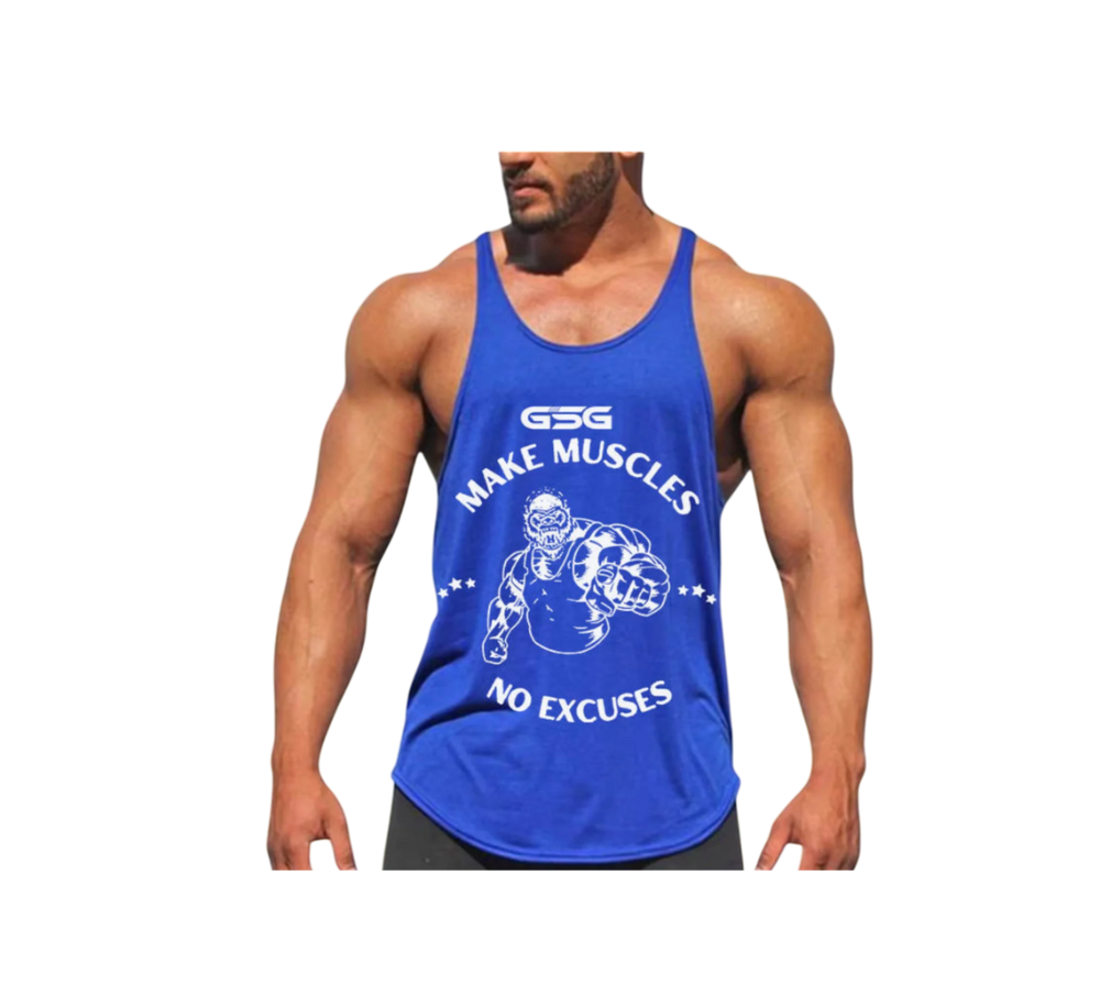 Stringer Gym Singlets Blue – Muscle Fit, Breathable & Stylish