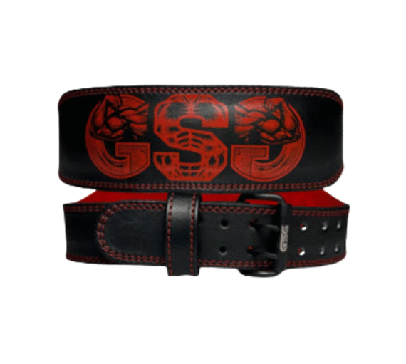GSG PowerGrip Leather Weightlifting Belt – Red