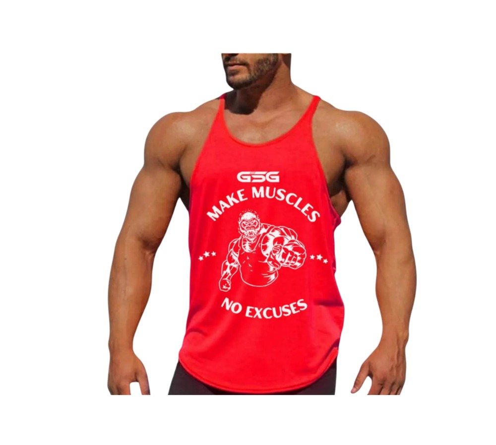 Stringer Gym Singlets Red – Muscle Fit, Breathable & Stylish