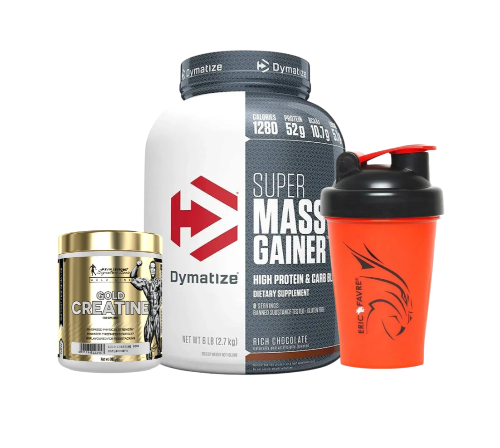 Dymatize Super Mass Gainer 6 Lbs,Kevin Levrone Gold Creatine 300G,Shaker