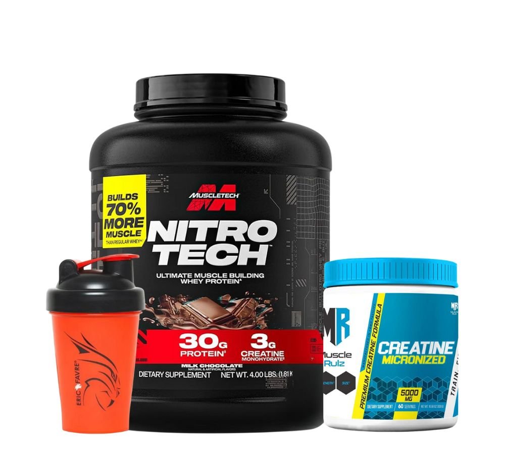 MuscleTech Nitrotech Whey 4Lb + Musclerulz Creatine 300GRAM +Shaker
