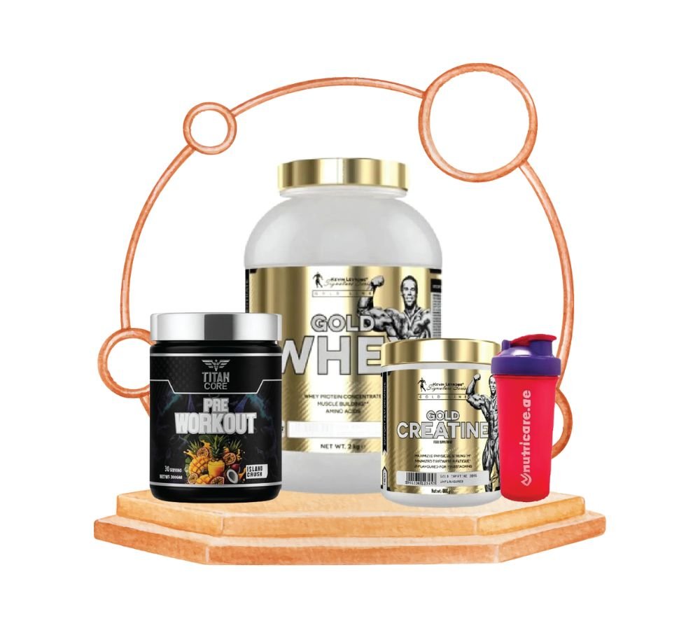 Kevin Levrone Gold Whey +Kevin Levrone Gold Creatine +Titan Core Preworkout +Shaker