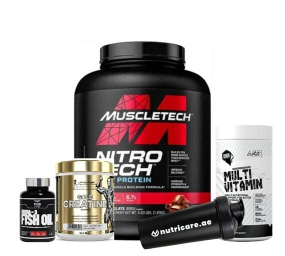 Kevin Levrone Gold Creatine - 300Gram  Muscletech Nitro-Tech Whey Protein 4 lbs Gibbon Nutrition White Series Multivitamin 90 Tablets  Titan Core Omega-3 Fish Oil 60 capsules