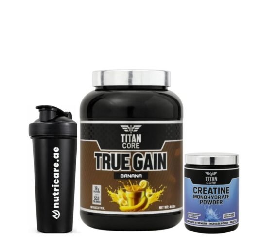 Titan Core True Gain Mass Gainer 4.4lb+Titan core Creatine Monohydrate Powder 300g+One shaker