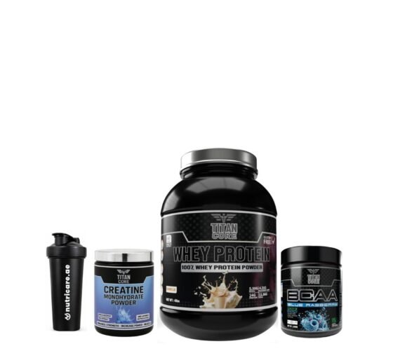 Titan Core 100% Whey Protein 4lbs+Titan core Creatine Monohydrate Powder 300g+Titan core BCAA 300Gram +One shaker × 1