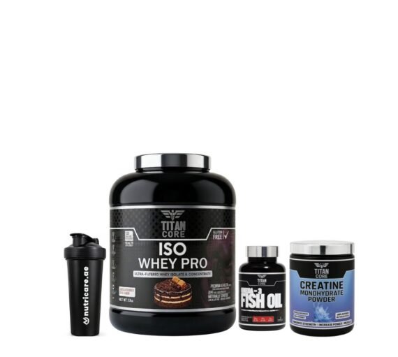 Titan Core ISO Whey 5lb +Titan core Creatine Monohydrate Powder 300g+Omega 3 +One shaker